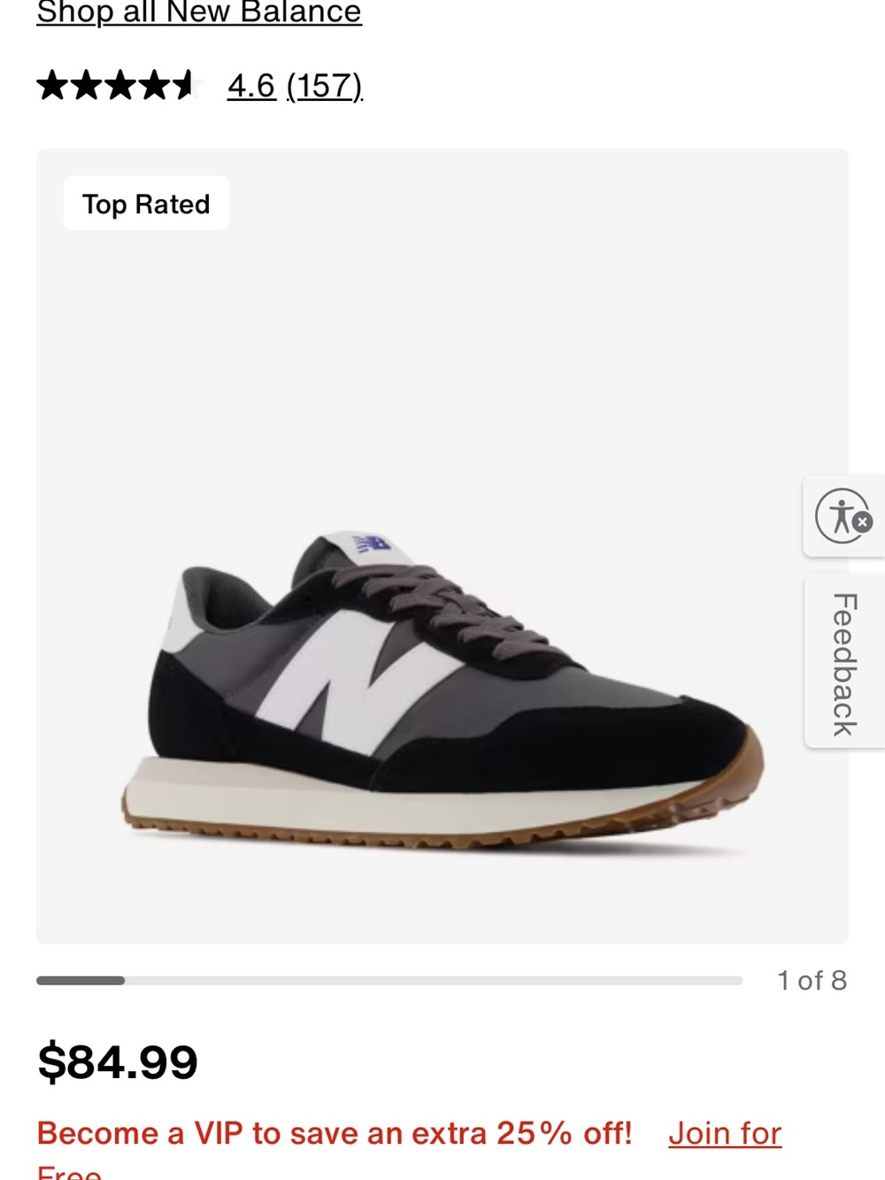 New Balance Men's Gray, Black and White Retro Runner Sneakers